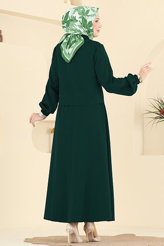 moda selvim Cep Detaylı Etekli Takım 2601SL432 Petrol - Thumbnail