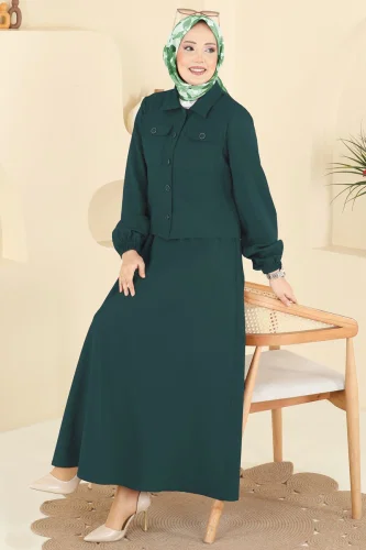 S.L. - Cep Detaylı Etekli Takım 2601SL432 Petrol