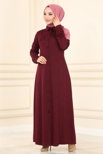 moda selvim Cep Detaylı Mira Ferace 1505UKB139 Bordo - Thumbnail