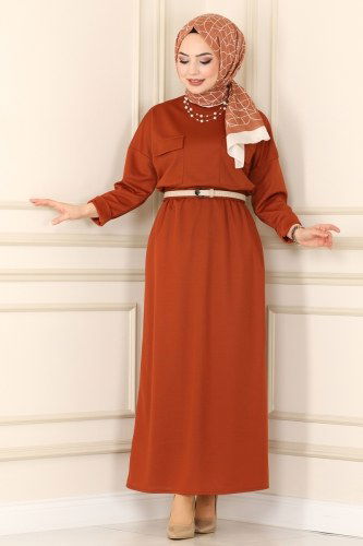 moda selvim Cep Detaylı Mira Takım 1519UKB139 Taba - Thumbnail