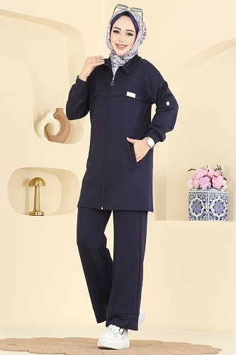 moda selvim Cep Detaylı Modal Takım 2741AYD574 Laci - Thumbnail