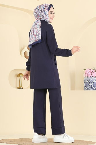 moda selvim Cep Detaylı Modal Takım 2741AYD574 Laci - Thumbnail