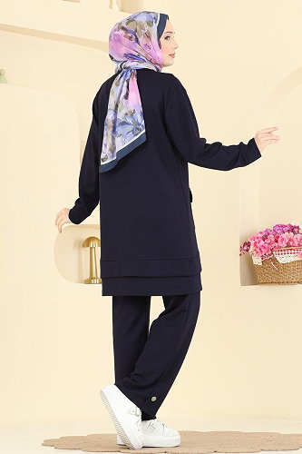 moda selvim Cep Detaylı Modal Takım 2794AYD574 Laci - Thumbnail