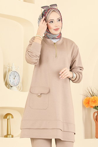 moda selvim Cep Detaylı Modal Takım 2794AYD574 Vizyon - Thumbnail