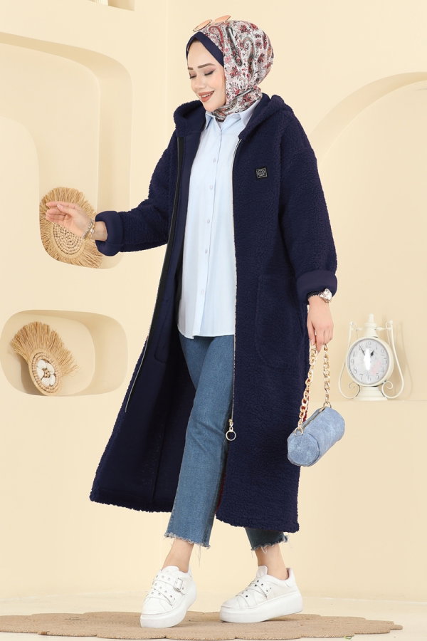Modaselvim Hırka/Yelek Cep Detaylı Peluş Hırka 2147LYD1165 Laci