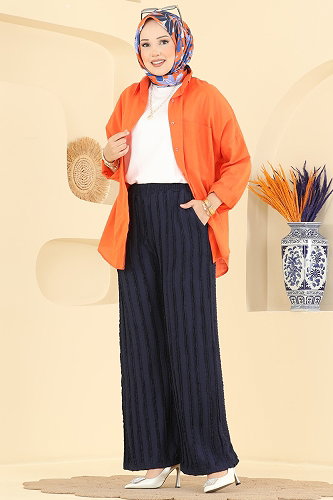 moda selvim Cep Detaylı Rahat Pantolon 154NZRK1200 Laci - Thumbnail