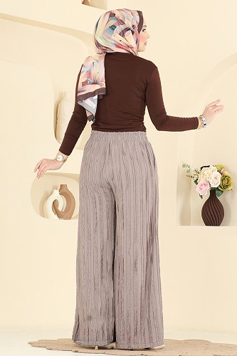 moda selvim Cep Detaylı Salaş Pantolon 0654ERK1158 Vizyon - Thumbnail