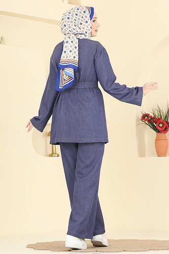 moda selvim Cep Detaylı Tensel Takım 6296BSK463 Laci - Thumbnail