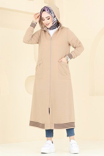 moda selvim Cep Detaylı Tesettür Kap PL9109 Vizyon - Thumbnail