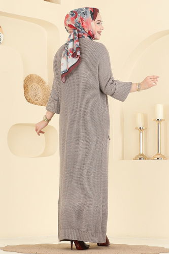 moda selvim Cep Detaylı Triko Hırka 2766AYD574 Koyu Vizyon - Thumbnail