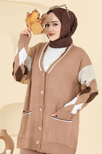 moda selvim Cep Detaylı Triko Takım 01318MT581 Vizyon - Thumbnail