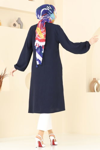 moda selvim Cep Detaylı Tunik Kap 1250BM387 Laci - Thumbnail
