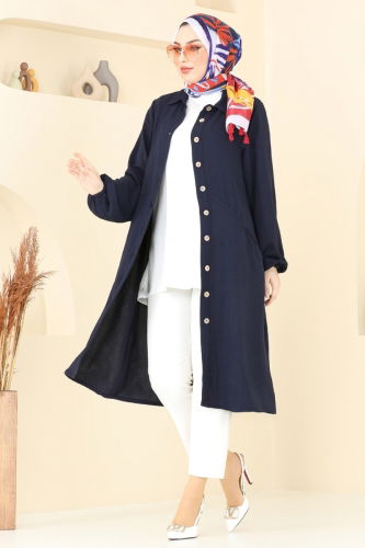 moda selvim Cep Detaylı Tunik Kap 1250BM387 Laci - Thumbnail
