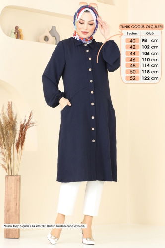 moda selvim Cep Detaylı Tunik Kap 1250BM387 Laci - Thumbnail