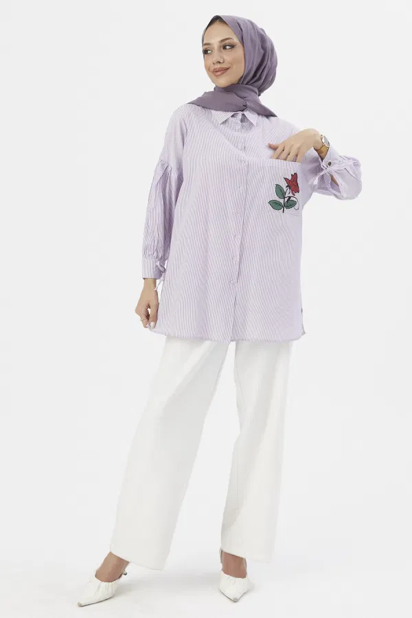 Modaselvim Tunik Cep Detaylı Tunik TFS23495-M Lila