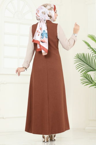 moda selvim Cep Detaylı Üçlü Takım 2699SL432 Taba&Taş - Thumbnail