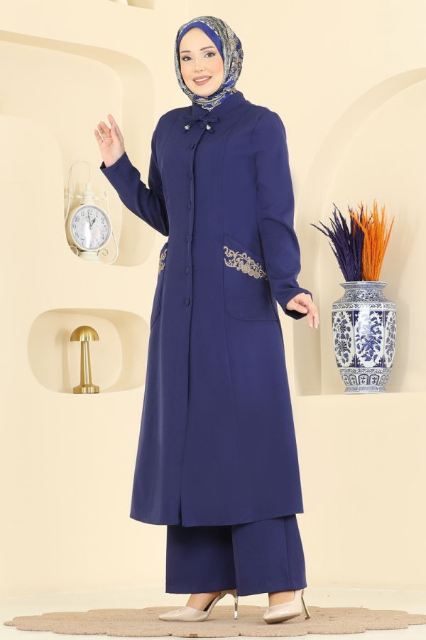 Modaselvim Kombin Cepleri Nakışlı İkili Takım 2806SL432 Açık Laci