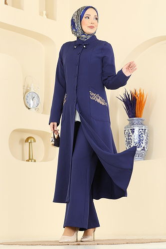 moda selvim Cepleri Nakışlı İkili Takım 2806SL432 Açık Laci - Thumbnail