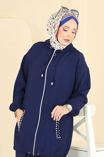 moda selvim Cepleri Taşlı Dokuma Takım 3257HBS856 Laci - Thumbnail