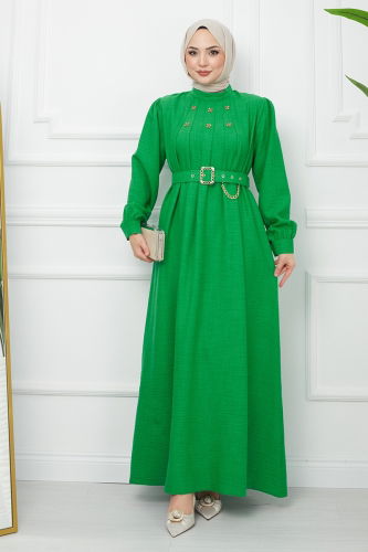 moda selvim Dress EFS519 Green - Thumbnail