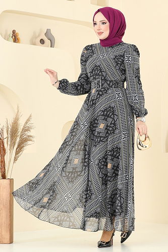 moda selvim Dress 5150AL357 Black - Thumbnail