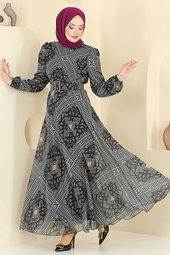 moda selvim Dress 5150AL357 Black - Thumbnail