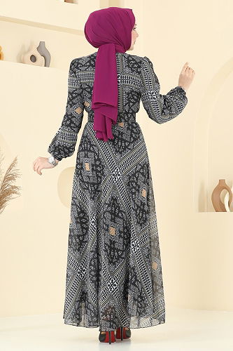 moda selvim Dress 5150AL357 Black - Thumbnail