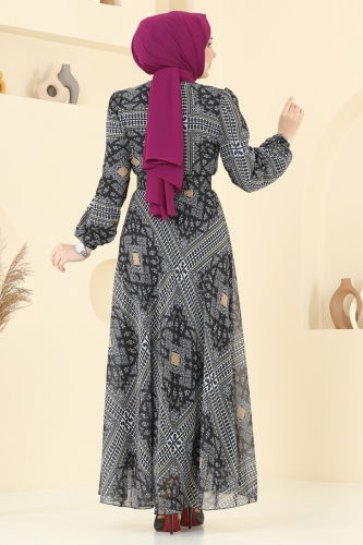 moda selvim الفستان أسود 5150AL357 - Thumbnail