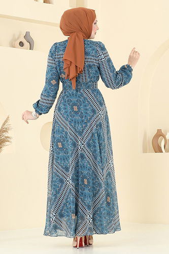 moda selvim الفستان بترولي 5150AL357 - Thumbnail