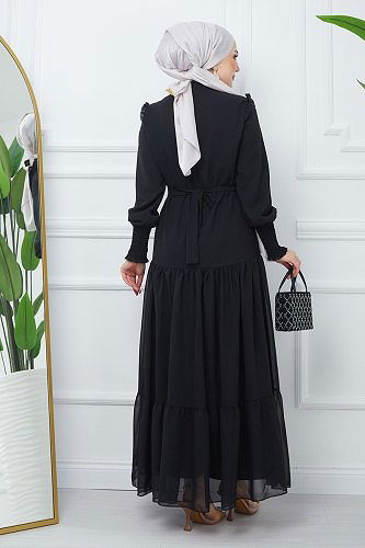 moda selvim Dress EFS444 Black - Thumbnail