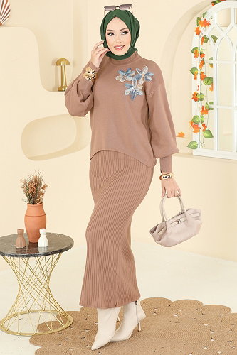 moda selvim Çiçek Aksesuarlı 2 li Takım 9002OZN1046 Vizyon - Thumbnail