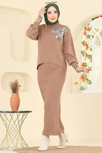 moda selvim Çiçek Aksesuarlı 2 li Takım 9002OZN1046 Vizyon - Thumbnail