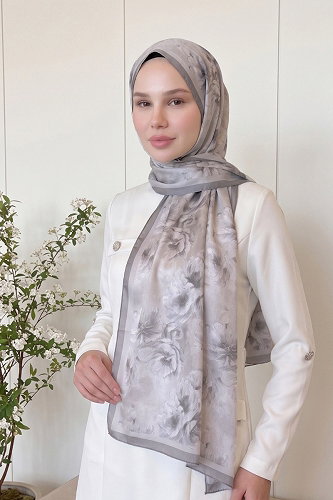 moda selvim Çiçek Desen Soft Şal 523ERBK1201 Vizyon - Thumbnail
