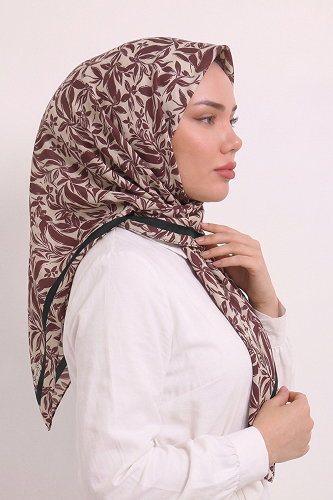 moda selvim Çiçek Desen Soft Serisi 120AFV475 Bordo - Thumbnail