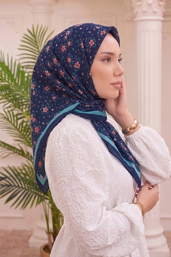moda selvim Çiçek Desenli Kraş Eşarp 217MDI1081 Laci - Thumbnail