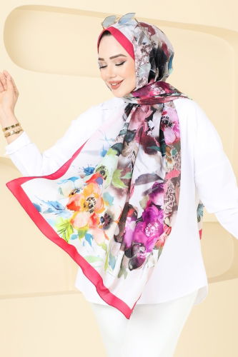 I.P.K. - Çiçek Desenli Soft Şal Serisi 144IPK758 Nar Çiçeği
