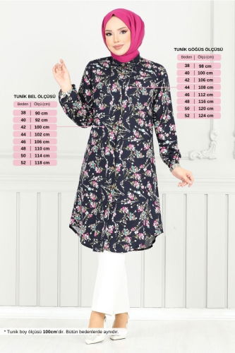 MRV B.G.S. - Çiçek Desenli Tesettür Tunik 0174BGS895-M Laci