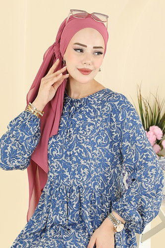 moda selvim Çiçek Desenli Viskon Elbise 034MR1078 Desen 3 - Thumbnail