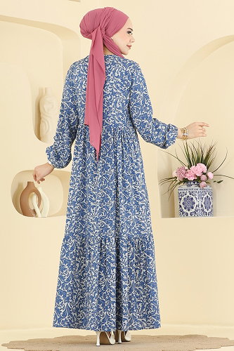 moda selvim Çiçek Desenli Viskon Elbise 034MR1078 Desen 3 - Thumbnail