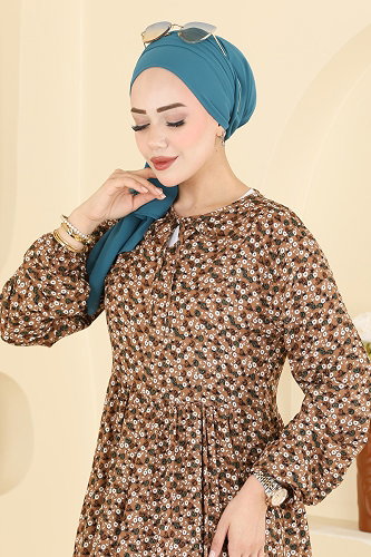 moda selvim Çiçek Desenli Viskon Elbise 034MR1078 Desen 7 - Thumbnail