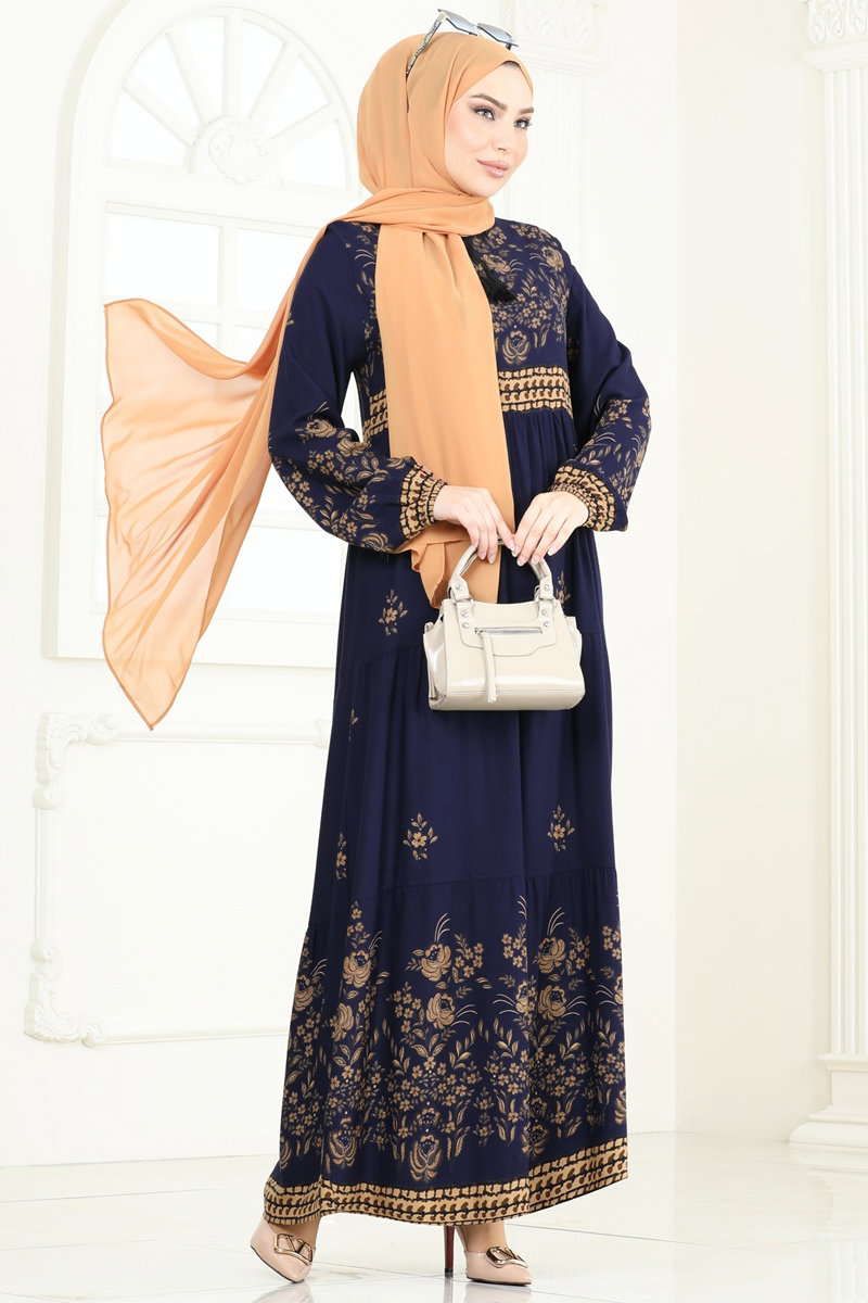 Çiçek Desenli Viskon Elbise 4096ZNNK1102 Laci