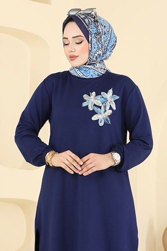 moda selvim Çiçek Detay İkili Takım 2706AYD574 Laci - Thumbnail