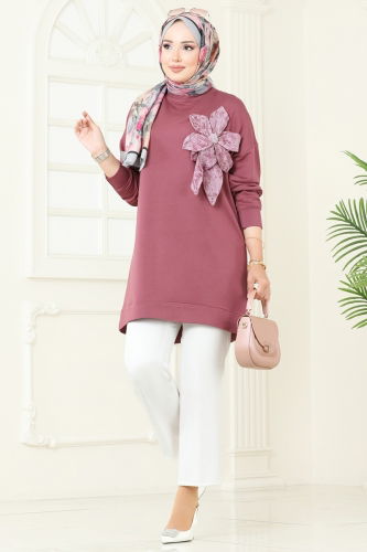 A.Y.D. - Çiçek Detaylı Tunik 2702AYD574 Gül Kurusu