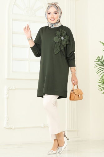 A.Y.D. - Çiçek Detaylı Tunik 2702AYD574 Haki
