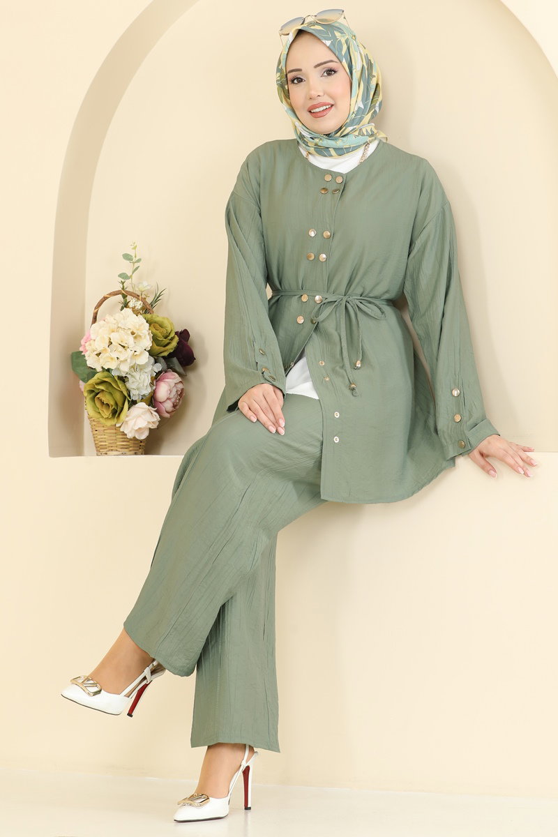 Çift Düğmeli 2 li Takım 3299HBS856 Çağla