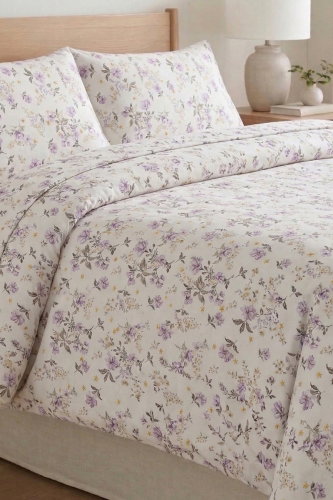 H.B. - Çift Kişilik Nevresim Takımı 1011HB1195 Desen 4 Lila