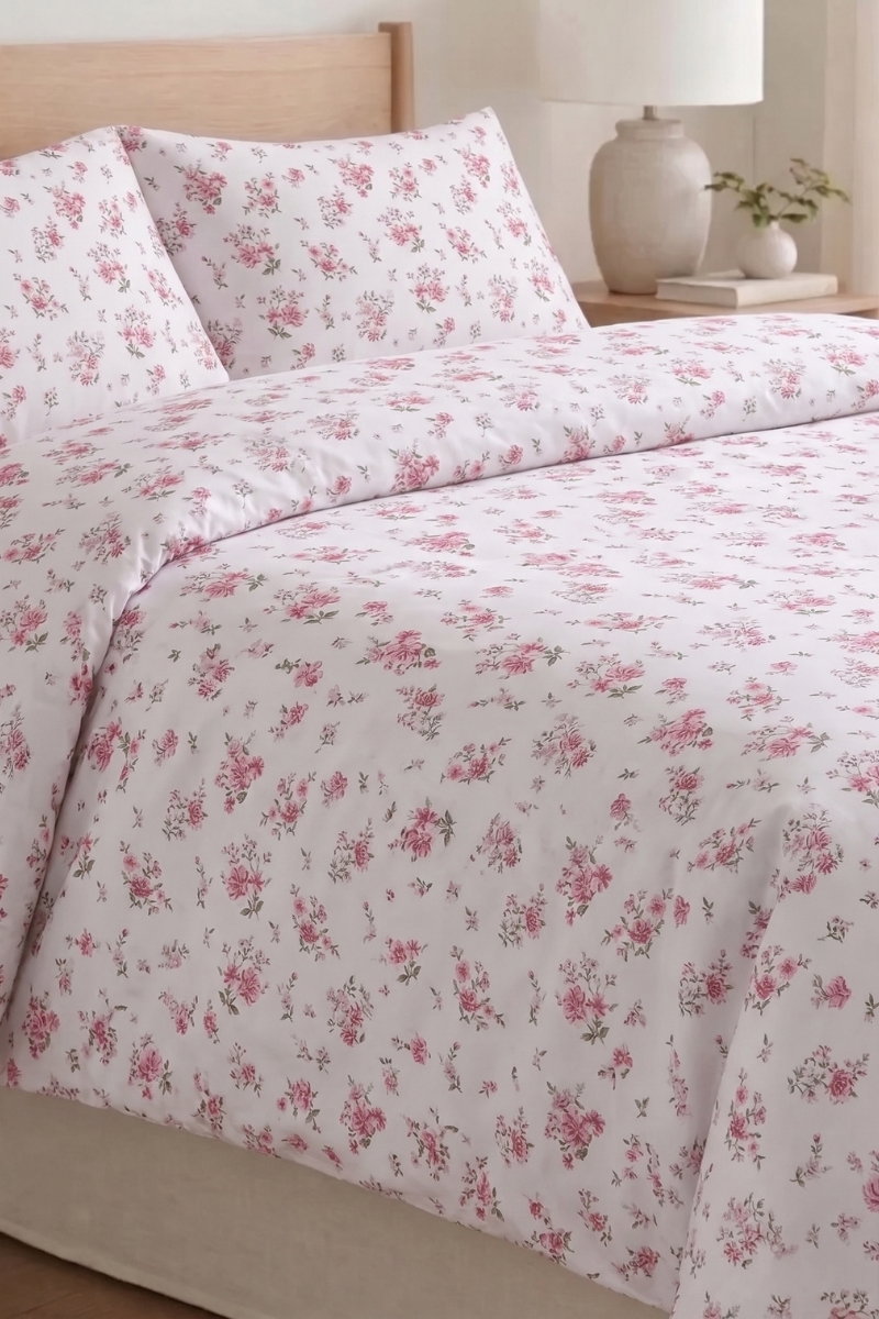 Çift Kişilik Nevresim Takımı 1011HB1195 Desen 8 Pembe