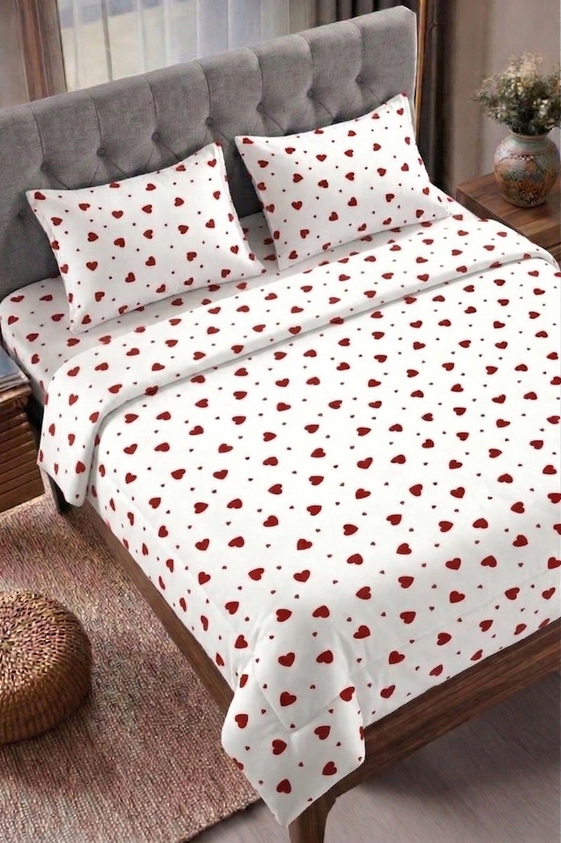 Çift Kişilik Nevresim Takımı 1011HB1195 Desen1 Kalp