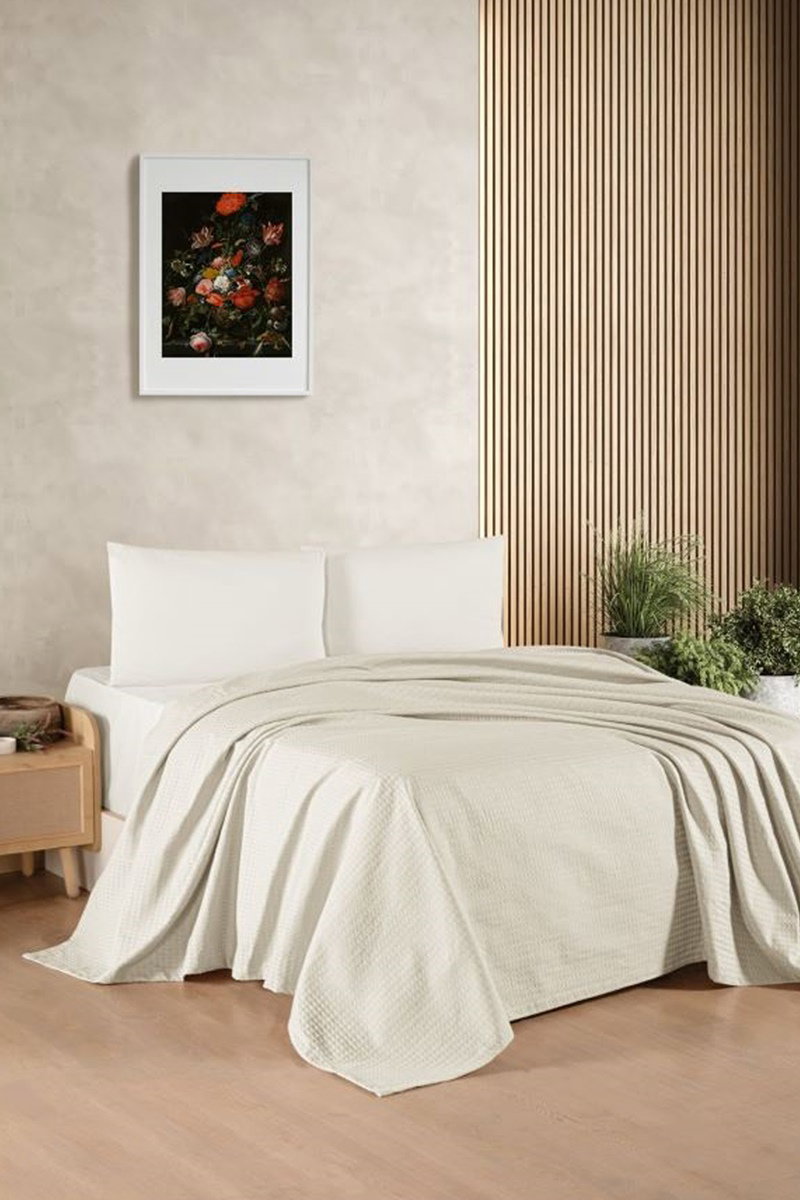 Çift Kişilik Pike Takımı 8523BLH1197 Ekru