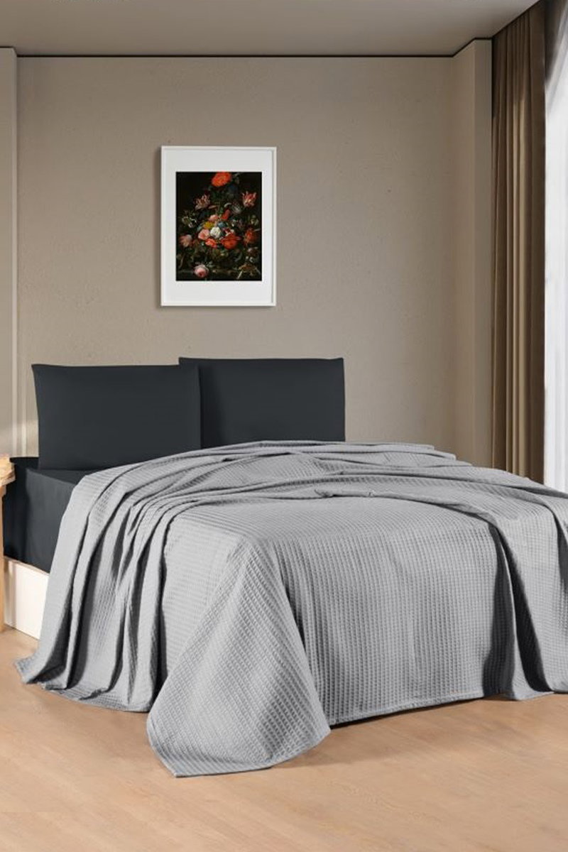 Çift Kişilik Pike Takımı 8523BLH1197 Gri